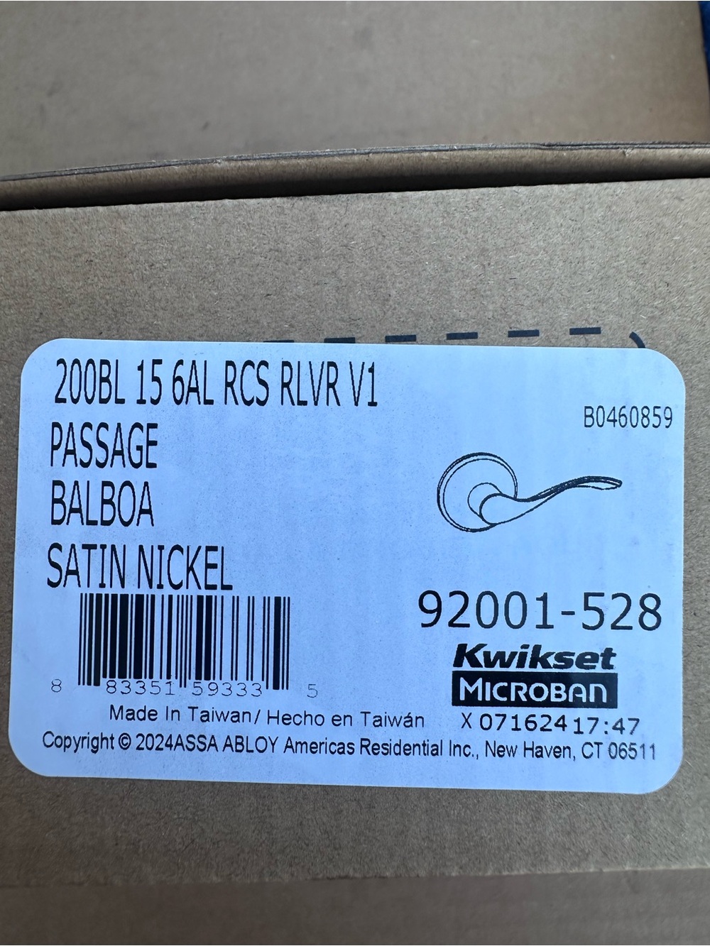 Kwikset Balboa Satin Nickel Lever Passage Knob (92001-528) NIB Lot Of 5